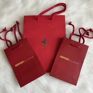 Ferrari Store Red Paper Shopping Bags Lot of 3 Logo Gift Bags Small & Medium